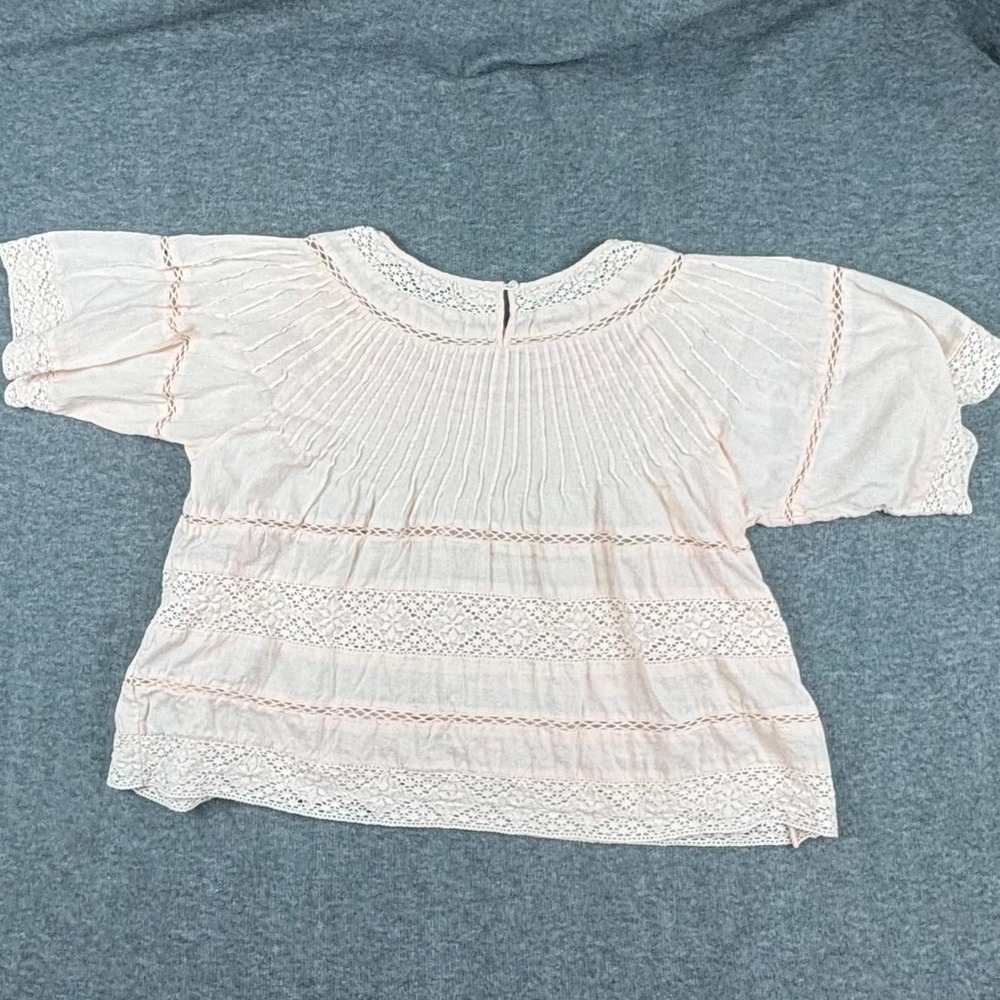 LoveShackFancy Lace Pintuck Blouse Women 2 Pink Romantic Cottagecore Parisian - Picture 3 of 12